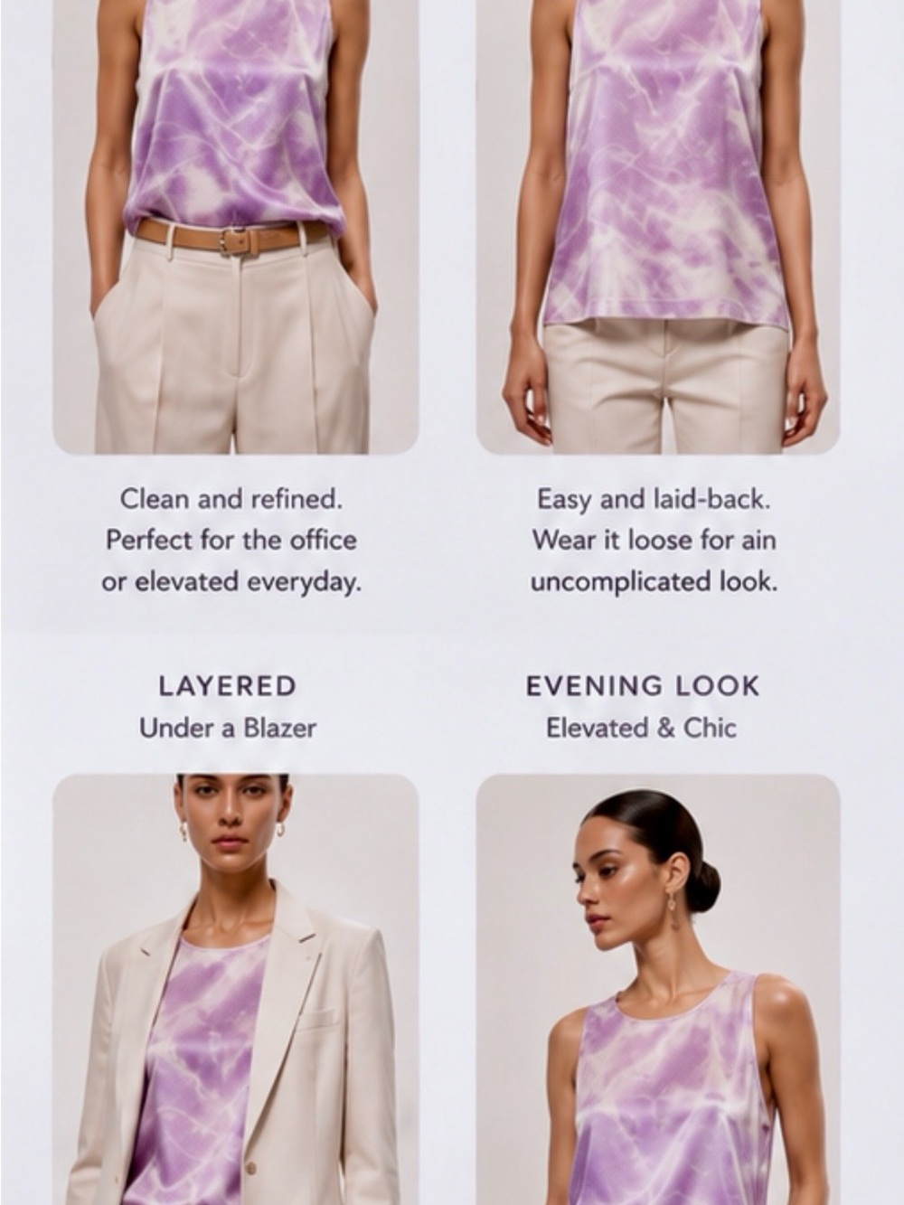 Helmut Lang Lavender and Cream Marble Silk Tank Top - Picture 4 of 10
